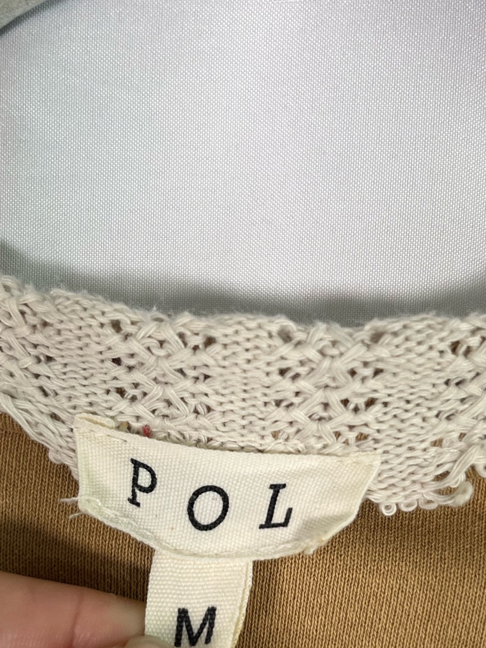 POL peace out my 80s oversized peace top open knit crochet boho patchwork sz m - Picture 5 of 9